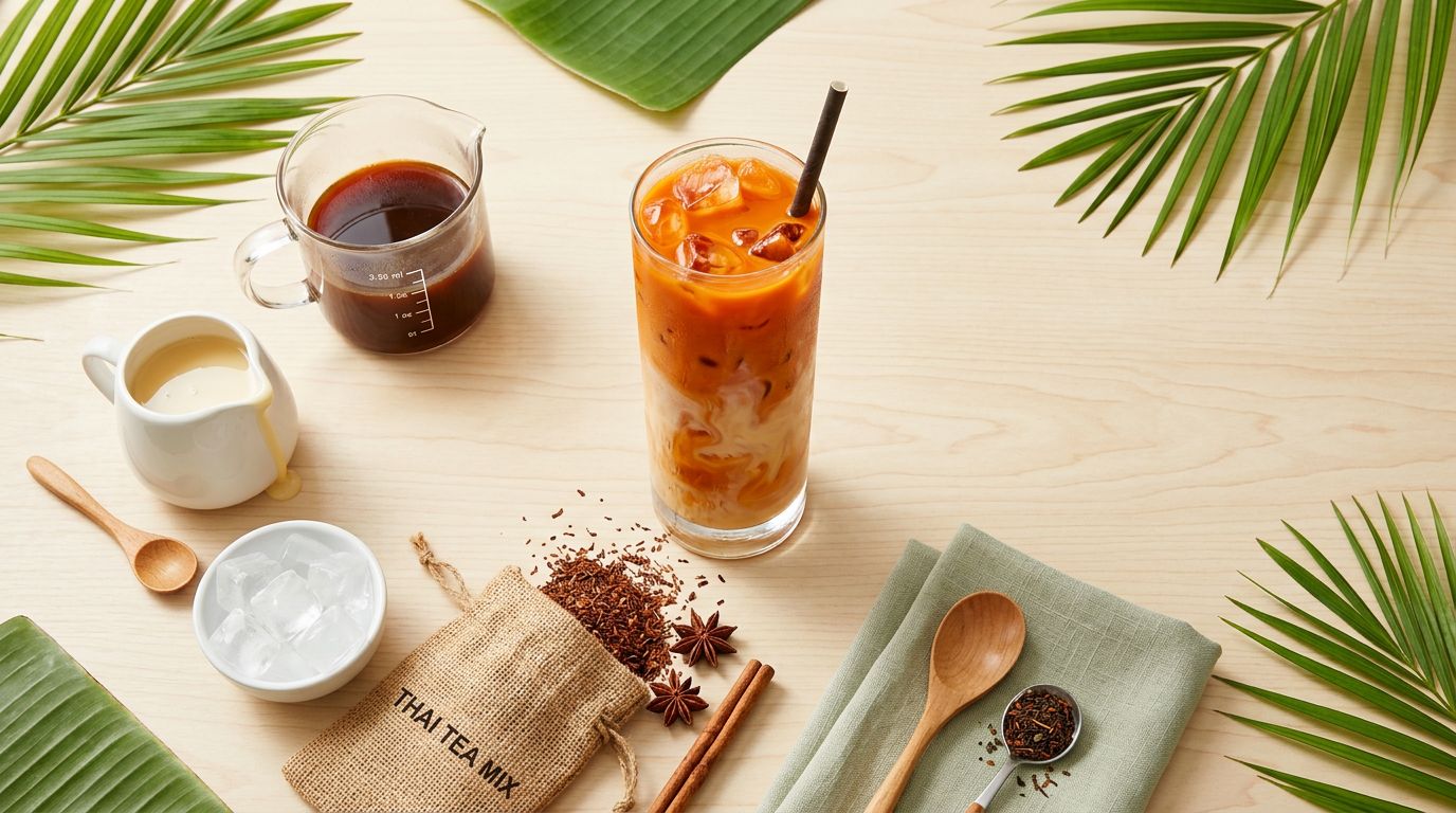 Classic Thai iced tea cha yen with condensed milk